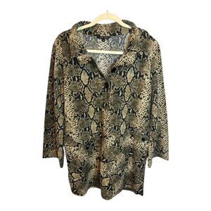 John Mark Blouse‎ Women's Size Large Snake Print Wire Collar Business Office